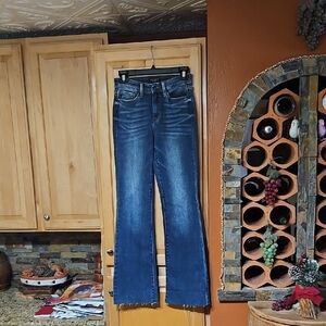 Judy Blue Distressed Blue Raw Hem Boot Cut Jeans High Rise